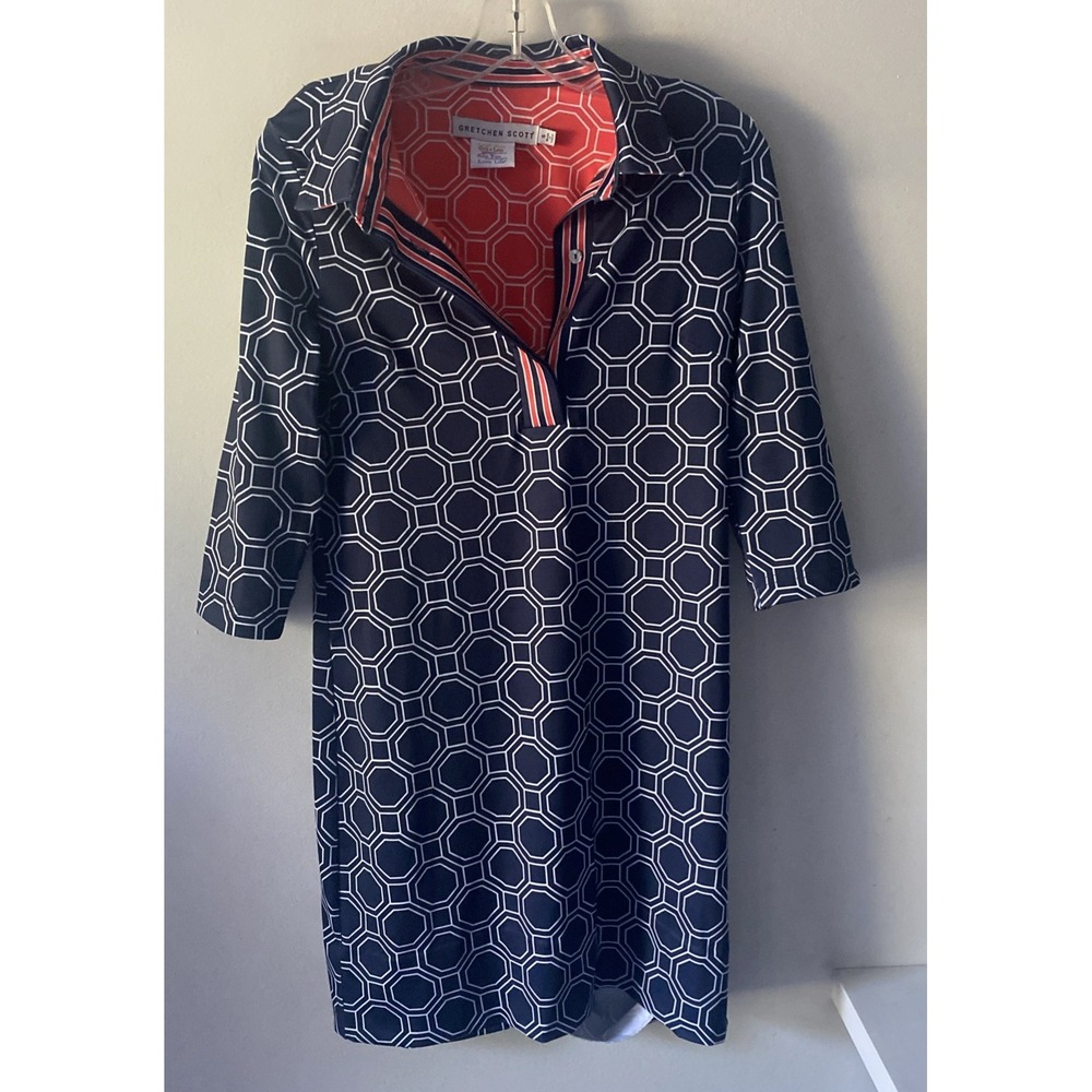 Gretchen Scott Everywhere Dress Lucy in the Sky with Diamonds Navy Sz S EUC!